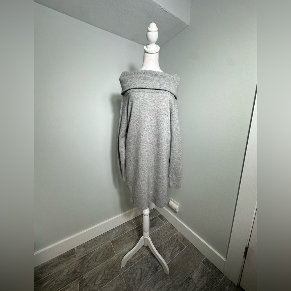 T Alexander Wang Gray Cashmere Wool Off Shoulder Long Sweater/ Tunic  Sz Medium - Picture 5 of 15